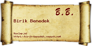 Birik Benedek névjegykártya